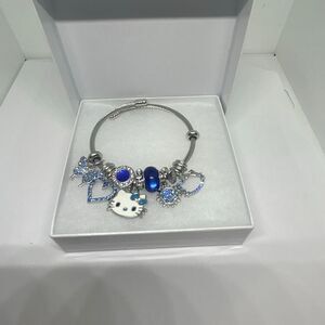 💙 Sanrio Hello Kitty Blue Charm Bracelet – Adjustable Cable Bangle